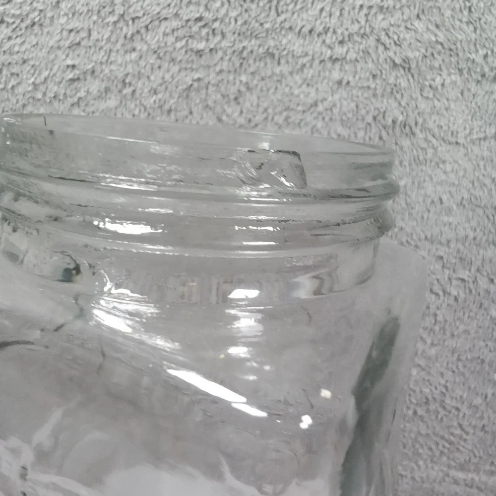 Vintage Tall Square Glass Apple Canister Embossed Fruit Jar Ceramic Lid 12.5in‎